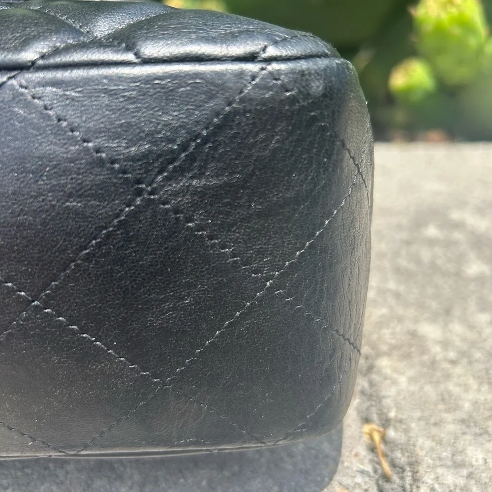 CHANEL Black Quilted Lambskin Shoulder Bag with Silver Hardware - Picture 6 of 10